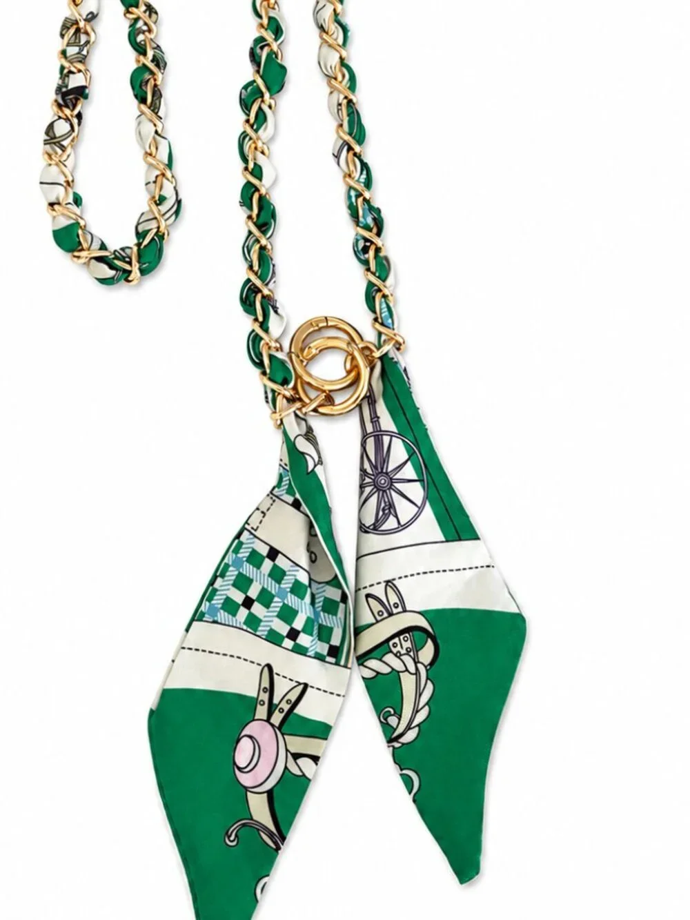 Ribbon Chain Phone Crossbody Lanyard with clear Tether Patch